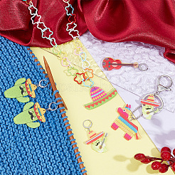 Cinco de Mayo Opaque Printed Acrylic Pendant Locking Stitch Markers&nbsp;HJEW-AB00177