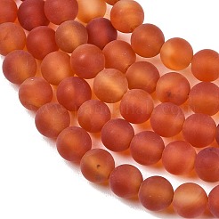 Frosted Natural Red Agate Beads Strands&nbsp;G-F372-6mm