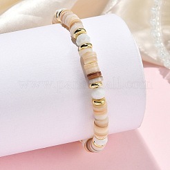Adjustable Natural Shell & Glass Braided Bead Bracelets&nbsp;BJEW-JB14010-02