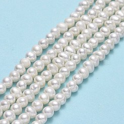 天然養殖淡水パールビーズ連売り  ポテト  ベージュ  4~5x4~5.5x4.5~5mm  穴：0.5~0.7mm  約76~81個/連  13.70~14.17インチ（34.8~36cm）&nbsp;PEAR-F018-13A-01