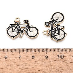 ライトゴールドメッキの合金エナメルペンダント  自転車  ペンダントアクセサリー  ブラック  18x25mm&nbsp;PALLOY-CJC0007-18