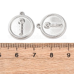 304ステンレスペンダント  フラットラウンド  ステンレス鋼色  キー  18x16x2.5mm  穴：1mm&nbsp;STAS-P432-01E-P