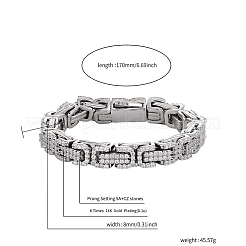 Brass Micro Pave Clear Cubic Zirconia Byzantine Chain Bracelets for Women&nbsp;FS-WG63F55-02
