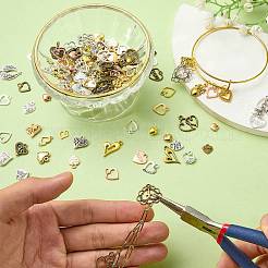 合金のチベット風チャーム  ハートチャーム  ミックスカラー  8~24x7.5~31x1~4mm  穴：1.2~1.8mm&nbsp;FIND-SZ0003-98