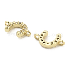Brass Micro Pave Clear Cubic Zirconia Horseshoe Connector Charms&nbsp;KK-H527-09G