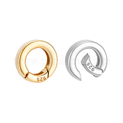 2Pcs 2 Colors 925 Sterling Silver Spring Gate Rings with 925 Stamp&nbsp;STER-PH0004-27C
