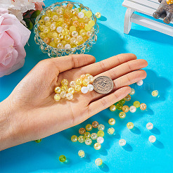 300 個 10 スタイル混合スタイルアクリルビーズ  ラウンド  きいろ  7.5~8x7~8mm  穴：1.5~2mm  30個/スタイル&nbsp;MACR-TA0001-84B