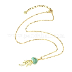 Summer Beach Alloy Enamel Sea Animal Pendant Brass Cable Chain Necklaces&nbsp;NJEW-JN06635-01