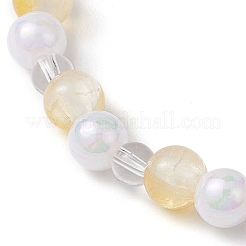 Tulip & Butterfly & Round Two Tone Glass Imitation Jade Beaded Stretch Bracelets for Women&nbsp;BJEW-JB10686