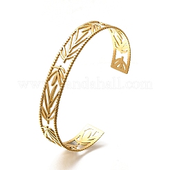 304 Stainless Steel Open Cuff Bangles for Women&nbsp;BJEW-Z083-02G-03