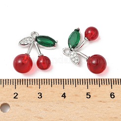 Brass & Glass Micro Pave Cubic Zirconia Pendants&nbsp;KK-S532-08P