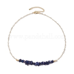Natural Lapis Lazuli Chip Bib Necklaces&nbsp;NJEW-JN04950-03