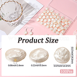 100個のABSプラスチックイミテーションパールビーズ  フラットラウンド  ベージュ  14.5x14.5x5.5mm  穴：1.6mm&nbsp;OACR-LT0001-07