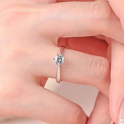 ロジウムメッキ 925 スターリングシルバー マイクロパヴェ 5.2x3.1mm モアッサナイト 指輪 女性用  プラチナ  usサイズ6 1/2(16.9mm)&nbsp;WG6524C-09