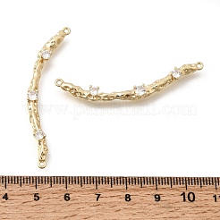 Brass Micro Pave Clear Cubic Zirconia Textured Curved Stick Links Connector Charms&nbsp;KK-Z156-18G