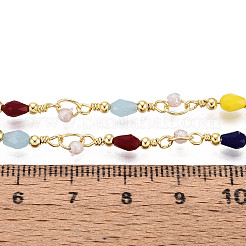 Handmade Plastic Imitation Pearl & Glass Beaded Chain&nbsp;KK-N281-04G