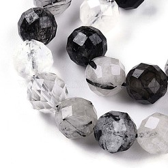 Natural Tourmalinated Quartz Beads Strands&nbsp;G-S345-8mm-30