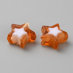 透明なアクリルビーズ  二層ビーズ  スター  チョコレート  9x9.5x4mm  穴：2mm  約30個/袋&nbsp;TACR-CJC0002-03A
