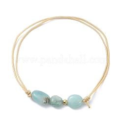 Mixed Natural Amazonite & Citrine & Blue Aventurine & Pink Opal & Quartz Crystal Nuggets Braided Bead Anklets&nbsp;AJEW-AN00557
