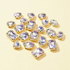20 個 4 スタイルのハート & 楕円形 & 長方形のラインストーンを縫います  ファセットガラスラインストーン  マルチ連リンク  月光  12~18x10~13x6~7mm  穴：1~1.2mm  5個/スタイル&nbsp;GLAA-FS0001-51B