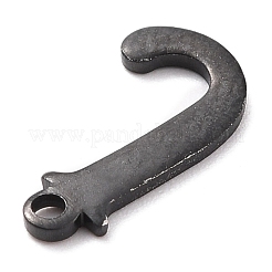 304ステンレススチールチャーム  レーザー切断  アルファベット  電気泳動黒  文字.j  12x6.5x0.8mm  穴：1mm&nbsp;STAS-H112-J-EB