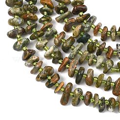 天然石ライオライトジャスパービーズ連売り  チップ  シードビーズで  6~15x7~10x2~6mm  穴：1mm  約70~79個/連  15.75~16.42''（40~41.7センチメートル）&nbsp;G-F821-B01-01