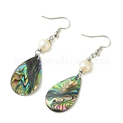 Natural Abalone Shell/Paua Shell Dangle Earrings&nbsp;EJEW-JE07434-02