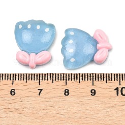 半透明の樹脂カボション  花  ライトブルー  19x16x6mm&nbsp;RESI-XCP0002-67A