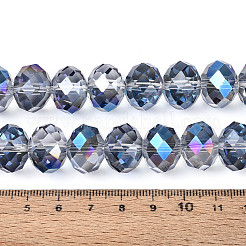 透明なガラスのロンデルビーズ連売り  多面カット  スチールブルー  15.5~16x12mm  穴：1.6mm  約48個/連  22.83''（58センチメートル）&nbsp;EGLA-T029-14mm-13T-01