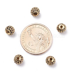 真鍮製キュービックジルコニアビーズ  カドミウムフリー＆鉛フリー  ラウンド  ゴールドカラー  8mm  穴：1.5mm&nbsp;ZIRC-F001-41G