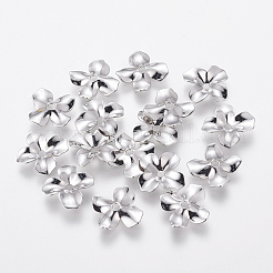 真鍮ビーズ  ニッケルフリー  長持ちメッキ  花  プラチナメッキ  14x13.5x2mm  穴：1.8mm&nbsp;KK-E768-38B-P