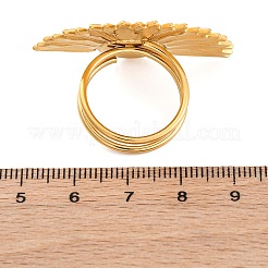 304ステンレススチール指輪  プラスチック模造真珠付き  18KGP本金メッキ  花  花：26.5x39.5mm  usサイズ7 1/4(17.5mm)&nbsp;LS-RJEW-Q005-02C-G