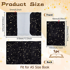 ポリエステル製ブックカバー  スター模様の長方形  ブラック  155x210x10mm&nbsp;AJEW-WH0696-018B