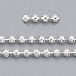 真鍮製ボールチェーン  長持ちメッキ  ハンダ付け  スプールで  カドミウムフリー＆鉛フリー  銀  2mm  約16.4フィート（5m）/ロール&nbsp;X-CHC-S008-003E-S