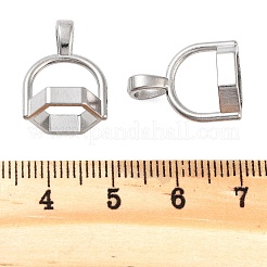変色しない304ステンレススチールビーズキャップベイル  六角  ステンレス鋼色  18x13x10mm  穴：5x3mm  インナーサイズ：8x9.5mm&nbsp;STAS-L082-016P