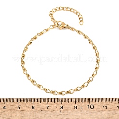 201ステンレススチール製バルブリンクチェーンブレスレット（女性用）  ゴールドカラー  6-5/8インチ（16.8cm）&nbsp;BJEW-G767-01B-G