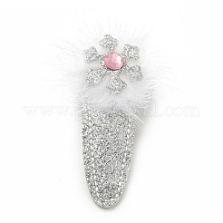 Christmas Snowflake Glitter Gretel Fabric with PU leather Snap Hair Clips&nbsp;PHAR-G006-06P