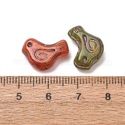 手作りランプワークビーズ  鳥  ゴールドライン入り  ミックスカラー  11x16x5.5mm  穴：1.2mm&nbsp;LA-CBAD2DB-06