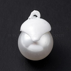 ハロウィンスプレー塗装合金ペンダント  プラスチック真珠  ゴーストチャーム  ホワイト  22x16x19mm  穴：2mm&nbsp;PALLOY-R139-02A-01