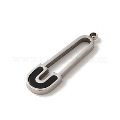 304ステンレススチールエナメルペンダント  ペーパー クリップ チャーム  ステンレス鋼色  22x6.5x1.5mm  穴：1mm&nbsp;STAS-L022-335P