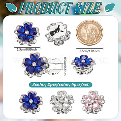 6Pcs 3 Colors Flower Alloy Glass Cufflinks&nbsp;HJEW-NB00195