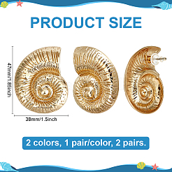 2 Pairs 2 Colors Zinc Alloy Conch Stud Earrings&nbsp;EJEW-PH0002-05