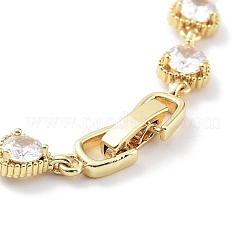 Valentine's Day Rack Plating Brass Cubic Zirconia Heart Link Chain Bracelets for Women&nbsp;BJEW-D032-03G-02