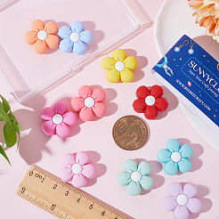 10 個 10 色食品グレードの環境に優しいシリコーン焦点ビーズ  花  ミックスカラー  26x27x10mm  穴：2mm  1pc /カラー&nbsp;SIL-SC0001-27