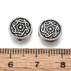 チベット風合金ビーズ  フラットラウンド  アンティークシルバー  10x4mm  穴：1.5mm  約769個/1000g&nbsp;TIBEB-T004-13AS