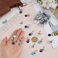 40Pcs 5 Colors Paw Print Alloy Enamel Pendant Decorations&nbsp;HJEW-DC00186