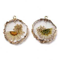 Inner Dried Flower Resin Pendants&nbsp;RESI-P028-02KCG-08