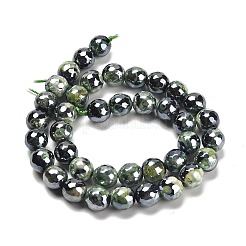 Electroplated Natural Fire Crackle Agate Round Beads Strands&nbsp;G-G0006-A02-04