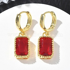 Brass Glass Dangle Hoop Earrings for Women&nbsp;KK-CBA760A-04G