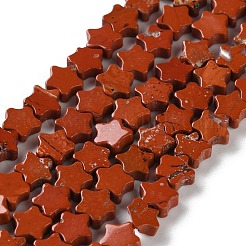 天然石レッドジャスパービーズ連売り  スター  6x6x2.5mm  穴：0.7mm  約71~73個/連  14.37''~14.96''（36.5~38センチメートル）&nbsp;G-G085-B56-02